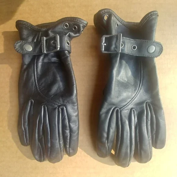 Black Brand real leather gloves Women's Large - Picture 2 of 6